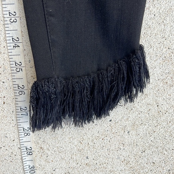 FRAME Denim Le High Rise Skinny Fringe Hem Black Cropped Jeans Waist 26 - Picture 10 of 12